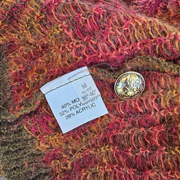 Edinburgh Women’s Mohair Blend Cardigan Sweater M Brown Red Pattern Knit Button - Picture 12 of 12
